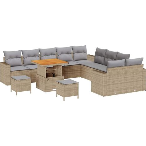 Maison Exclusive - Set Divano da Giardino 17 pcs Beige e Grigio Chiaro polyrattan