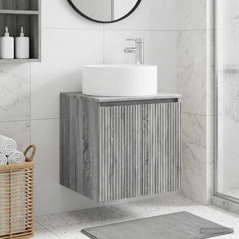 Vanidad de lavabo montada en la pared  gris
