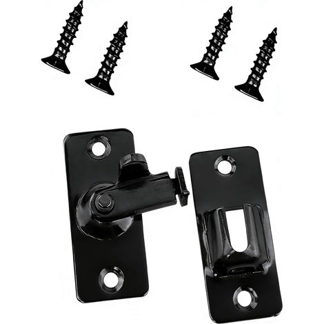 Loquet De Porte Coulissante 90 Degrés En Acier Inoxydable Verrou Porte Intérieure Sécurité Serrure Angle Droit Pour Porte Coulissante (Argent)