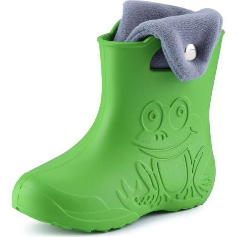 Ladeheid EVA Kinder Jungen Mädchen Gummistiefel Regenschuhe gefüttert Regenstiefel Gummischuhe LA-CA-04 (Grün/Grau, 24/25 EU)
