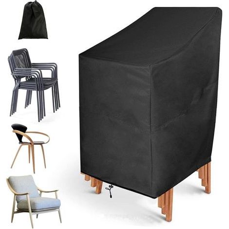Garden Chair Cover 210D Oxford Stacking Chair Protective Cover, Waterproof Outdoor Chair Cover Garden Armchair Cover (64x64x70/120cm)