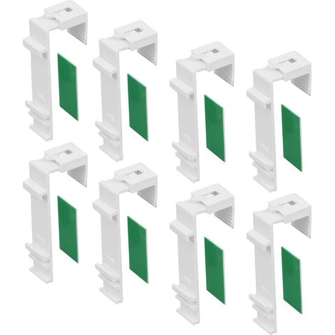 Pack de 8 supports à pince courte pour store enrouleur , store à double rouleau, store duo à rouleau, sans perçage comme accessoire ou pièce de rechange, pour fixation sur fenêtre en PVC (1/5)