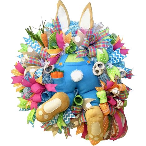 Couronne de Pâques pour porte d'entrée, couronne de Pâques, décoration de lapin, couronne de Pâques, couronne de lapin mignonne pour porte d'entrée, mur, fenêtre, couronne de Pâques artificielle pour