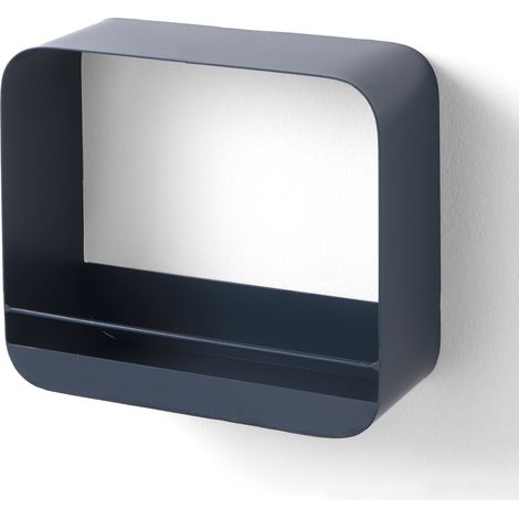 Mensola quadrata di design da parete in acciaio blu petrolio Jasper