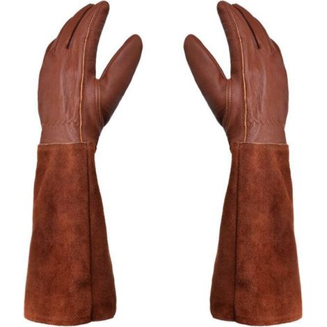 AIDUCHO Gants RONCIER - Paire de Gants de Jardinage - Protection Cuir - Gants de Jardinage pour les Épines et Ronces et Gants de Travail--Marron--M (1/5)