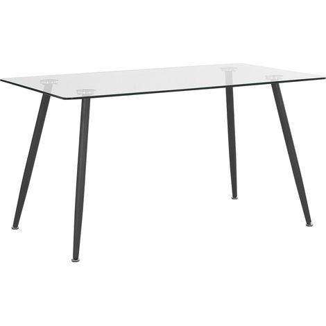 Tavolo in Vetro Trasparente per 6 Persone Gambe in Metallo 140 x 80 cm Midland