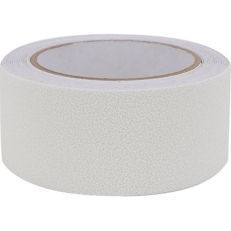 Strisce antiscivolo in gomma PEVA/PU, adatte per pavimenti e scale, strisce di sicurezza antiscivolo e resistenti all'usura, 5 metri (bianche). (1/5)