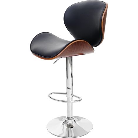 Sedia sgabello regolabile girevole Foxrock design elegante legno ecopelle noce nero