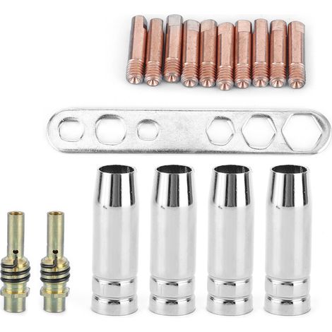 17-teiliges Schweißbrenner-Düsenset mit 0,8-mm-Kontaktspitzen für MIG/MAG-Schweißen, inklusive Düsenhalter, passend für Binzel 15AK (1/5)