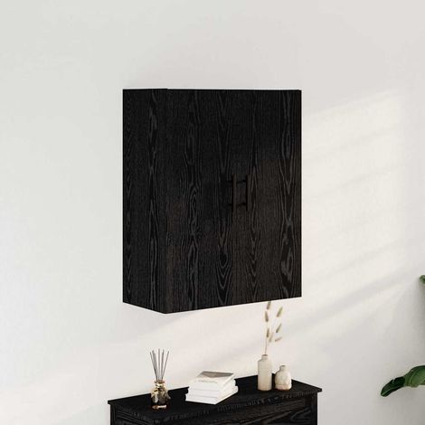 Wandmontierter Schrank Schwarz Eichen-Optik 69,5 x 34 x 90 cm