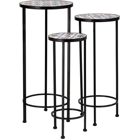 Soportes set 3 piezas de mosaico y forja negro D30x68h-D25x57h-D20x51h cm (1/5)