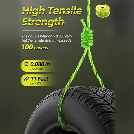 Lot de 2 recharges vertes Ryobi AC80RL3 – Bobine R8+2 avec capot – Idéal pour débroussailleuse sur batterie