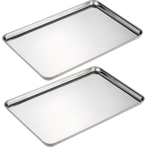 Plateau à Serviettes Design Simple et Moderne en Acier Inoxydable Argenté 2 Pcs Facile à Nettoyer, pour Rangement Salle de Bain et Tiroir de Coiffeuse'-'- (1/5)