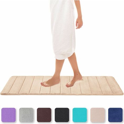 Memory Foam Bath Mat Absorbent Non-Slip Bath Mat Washable Bath Mat - 40 x 120 cm, Beige (1/5)