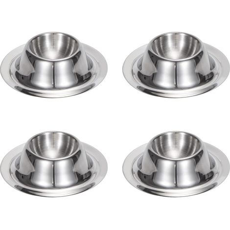 Portauova in acciaio inox, 4 pezzi Portauova in metallo Portauova Piccolo vassoio per uova per ristorante, casa, cucina, tavolo per la colazione, argento