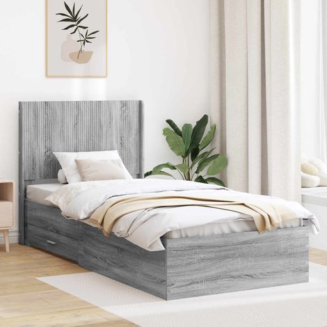 vidaXL Estructura de cama con almacenamiento y cabecero Sonoma gris (1/5)