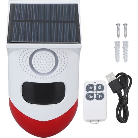 Beyamis Alarme extérieure intelligente sans fil IP67 avec détecteur de mouvement, alarme sonore et lumineuse solaire et batterie intégrée, pour exploitations agricoles. (1/5)