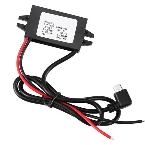 12V auf 5V 3A Micro-USB DC-DC-Wandler, Abwärtsspannungsregler für Autos und Smartphones (1/5)