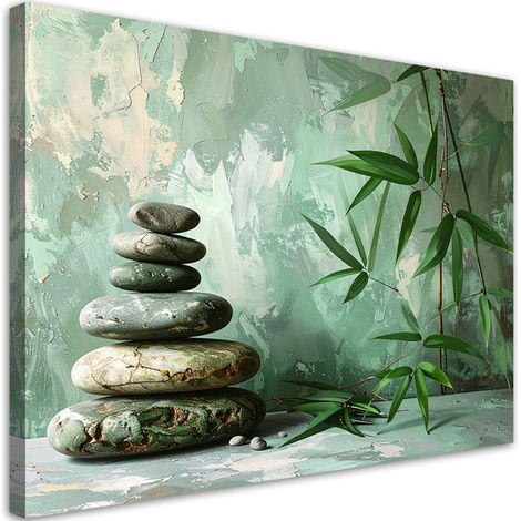 Tableau déco Pierres zen spa bambou peinture imitation 100x70 (1/4)