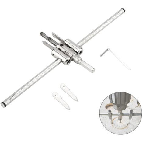 Scie Cloche Reglable Bois 40 mm à 300 mm, Foret de Trou Circulaire Réglable Trépan, Avion Forage Menuiserie Percer des Perceuse Trous Trépan Extensible Pour Trous sur Bois Plastique Plâtre (1/4)