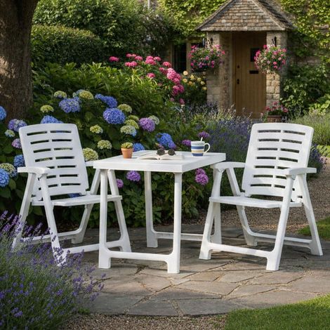 Dmora Set bestehend aus 1 Klapptisch und 2 Klappstühlen, Made in Italy, Farbe weiß (1/3)