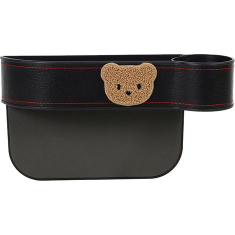 Porte-gobelet Voiture Organiseur Fente Siège Ourson Mignon Robustes Rangement Multifonction Boîte Vide-poches Latéral pour Auto Passager Beige Noir (1/5)