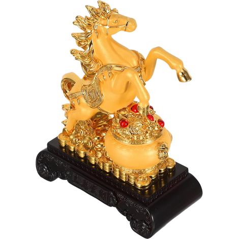 Statuette Cheval Zodiac Chinois Figurine Decorative Bureau Salon Resine (1/5)