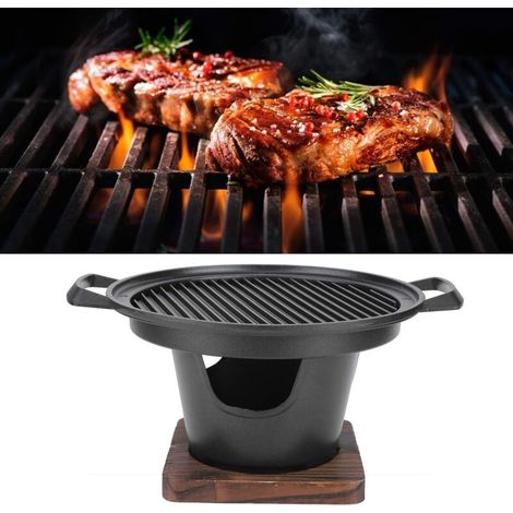 Barbecue a carbone, mini forno portatile senza fumo, robusto e rotondo con struttura in acciaio placcato spesso, ideale per cucinare all'aperto, in campeggio o per picnic. (1/4)