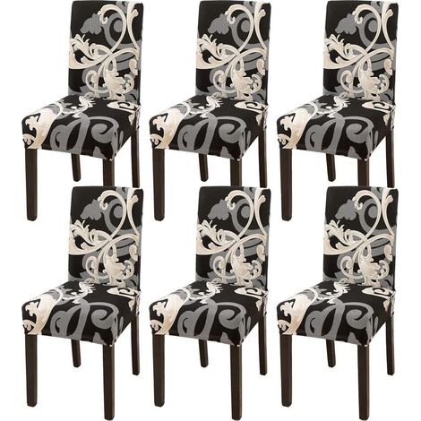 Housses de chaise extensibles style royal noir lot de 6 (1/5)