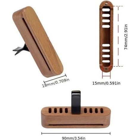 Diffuseur de parfum en bois pour voiture,lot de 2,avec 20 bâtons absorbants pour huiles essentielles,fixation sur grille d'aération (1/4)