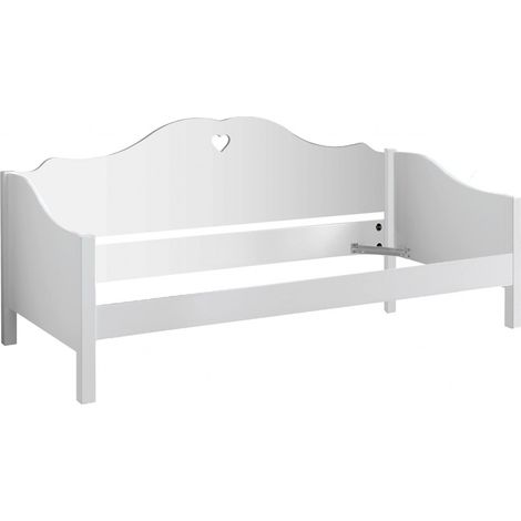 MILADY - Lit Banquette 90x200cm Blanc Motifs Coeurs Ajourés (1/3)