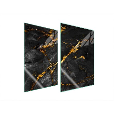 Plaque de protection en verre pour cuisine, 2 x 35 x 52 cm, marbre (1/5)