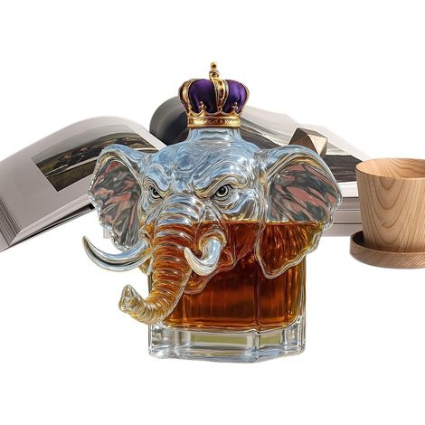 Carafe À Spiritueux Décoration Maison De Collection Mignonne Carafe À Whisky En Verre Éléphant Ornement De Bureau Transparent Cadeau Pour Père Papa Hommes Petit Oncles Réunion (1/5)