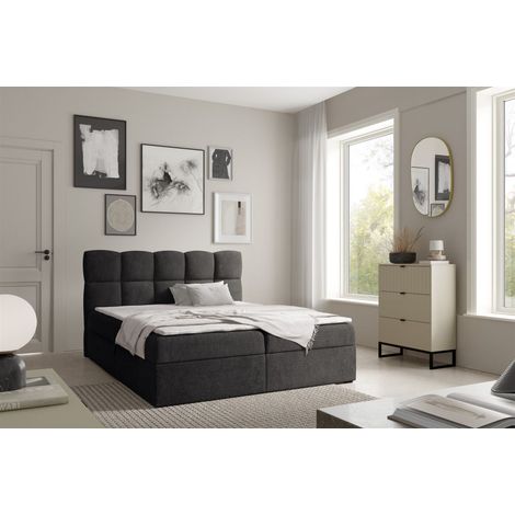 Boxspringbett Schlafzimmerbett PAROZO PREMIUM 140x200cm Stoff Coral Schwarz