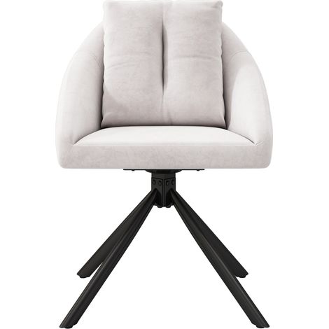 Lot de 4 chaises de salle à manger pivotantes en velours beige avec structure métallique, design ergonomique moderne (1/5)