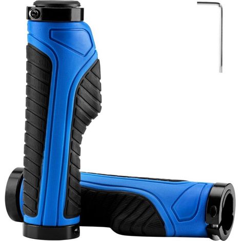Guidon de vélo antidérapant en caoutchouc TPR pour VTT, BMX, VTT, descente, vélo de ville pliable (22 mm, bleu)