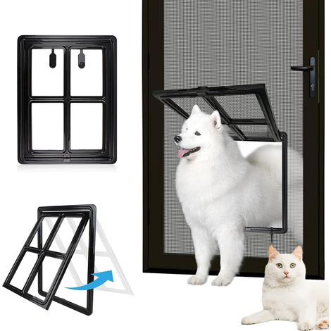 Serbia – Porte pour animaux de compagnie pour chiens et chats – Ouverture 30,5 cm x 40,6 cm – Installation facile – Couleur noire durable