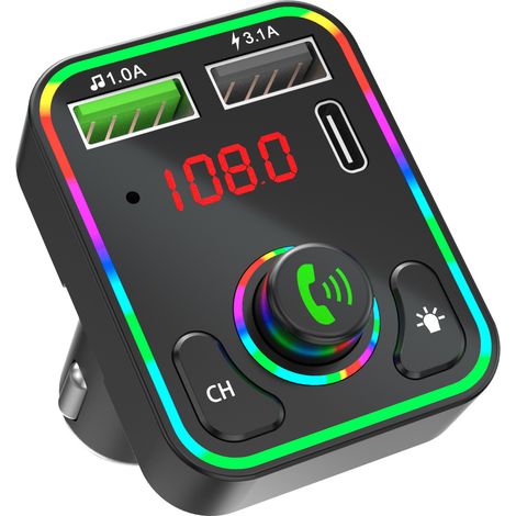 Lecteur MP3 Bluetooth pour voiture F3, lecture de musique via clé USB, chargeur PD, charge rapide, kit mains libres, émetteur FM (1/3)