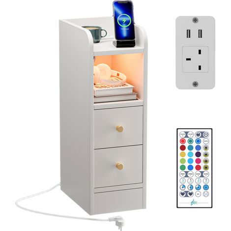 TABLE DE CHEVET AVEC TIROIR DIMENSIONS 30CM X 20CM X 60CM POUR CHAMBRE, SALON OU BUREAU AVEC LAMPE BLUETOOTH (1/5)