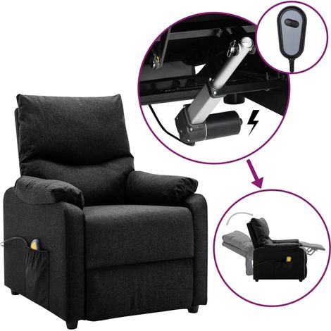 Fauteuil de massage inclinable électrique Noir Tissu 6 (1/5)