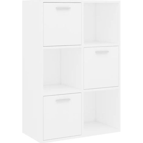 Mobile contenitore multifunzionale con 6 scomparti stile ufficio 60 x 29,5 x 90 cm legno composito bianco 020047649