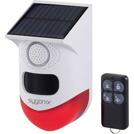 Sygonix Mini-système d'alarme blanc, rouge avec LED, avec détecteur de mouvement, avec télécommande, avec module solair (1/5)