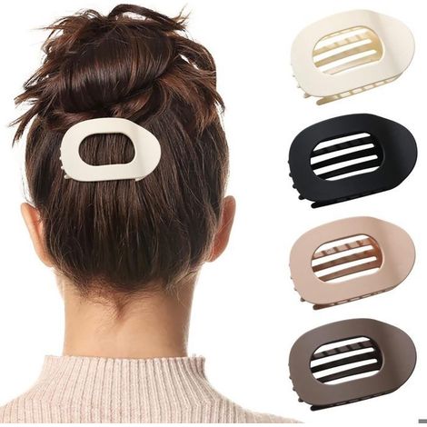 4pc Pince à cheveux mates pour femmes,pince à cheveux simple et élégante en forme de bec de canard grande pince plate mate (1/5)