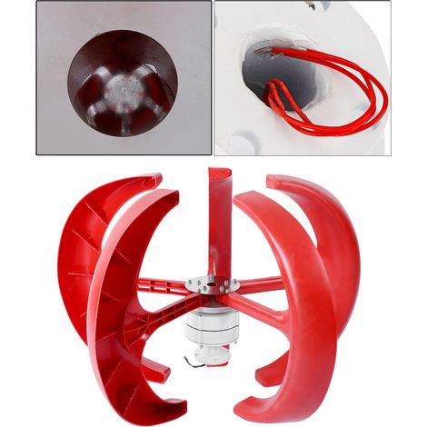 Vertikales Windturbinen-Set 600 W DC12 V – Inselbetrieb, Aluminium/Carbon-Kunststoff, Rot – 90 cm (1/5)