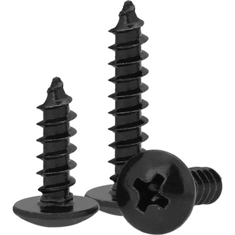 20/50 pièces M3.5 M4 longueur 6–50 mm vis autotaraudeuses en acier noir Phillips à tête ronde plate