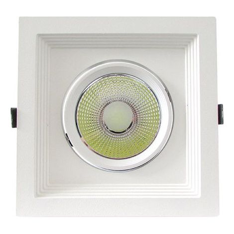 Faro Led Da Incasso COB 30W Bianco Freddo 220V Quadrato Orientabile Con Riflettore