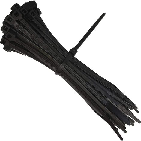 Kabelbinder 200 mm x 2,5 mm, Kabelbinder, Rilsan Nylon-Kabelbinder, 200 mm Kabelbinder, schwarz, 100 Stück pro Packung