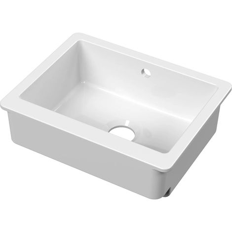 Nuie Butler Overmount Fireclay Kitchen Sink 1.0 Bowl with Overflow 595mm L x 460mm W - White (1/5)