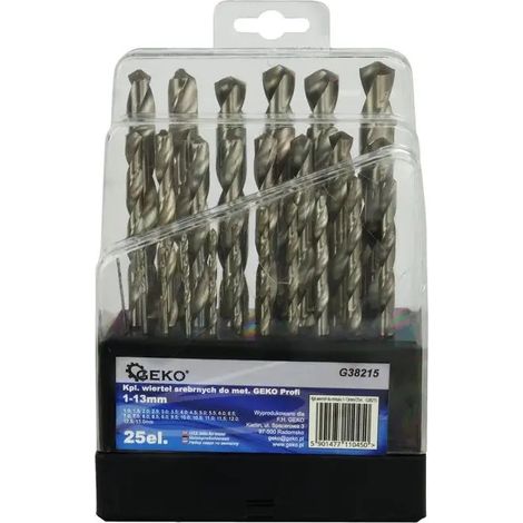 Broca para taladro geko hss drill bit set acero 25 piezas (1/3)