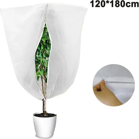 Couverture de protection antigel pour plantes 1,2 x 1,8 m, blanche, non tissée, pour pot d'arbre, 1 pièce (1/5)